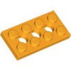 Plate 2x4, 3 x Diameter 4.9 Holes Flame Yellowish Orange