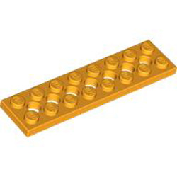 Plate 2x8 with Holes Flame Yellowish Orange