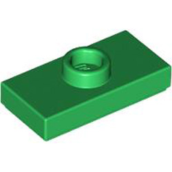 Plate 1x2 with 1 Knob and 1 Bottom Stud Dark Green