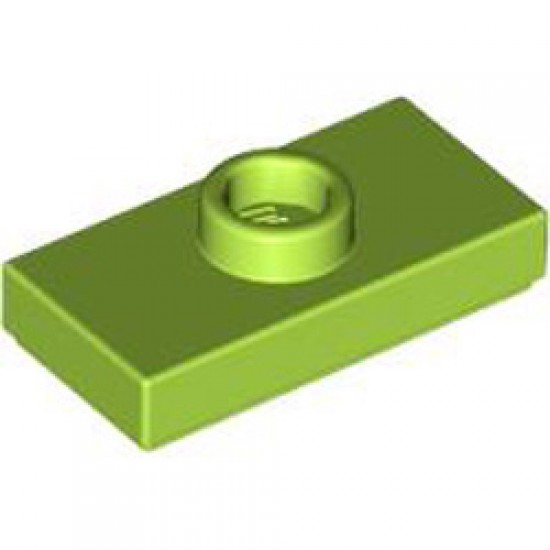 Plate 1x2 with 1 Knob and 1 Bottom Stud Bright Yellowish Green