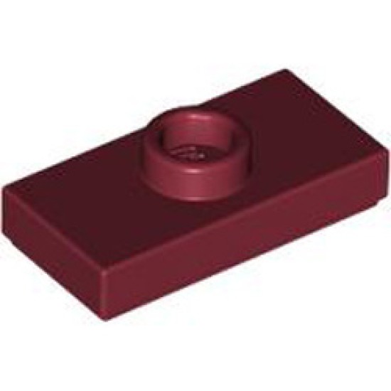Plate 1x2 with 1 Knob and 1 Bottom Stud Dark Red
