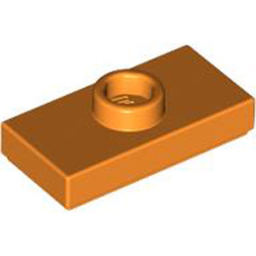 Plate 1x2 with 1 Knob and 1 Bottom Stud Bright Orange