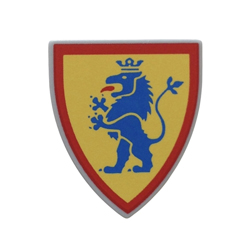 Triangular Shield (Short) with Blue Lion on Yellow Medium Stone Grey