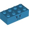 Brick 2x4 Number 1020 Dark Azur