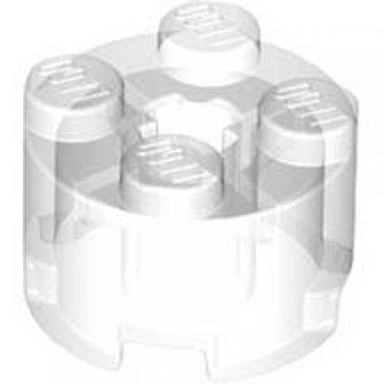 Brick 2x2 Circle with Cross Transparent White (Clear)