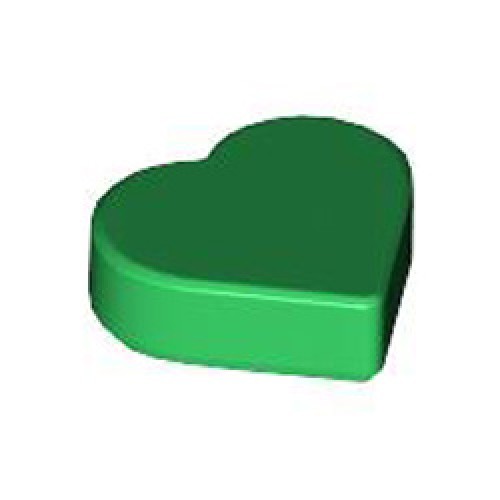 Tile 1x1 Heart Number 1 Dark Green