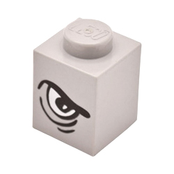 Decorated Dino Eye Brick 1x1 Right Light Grey