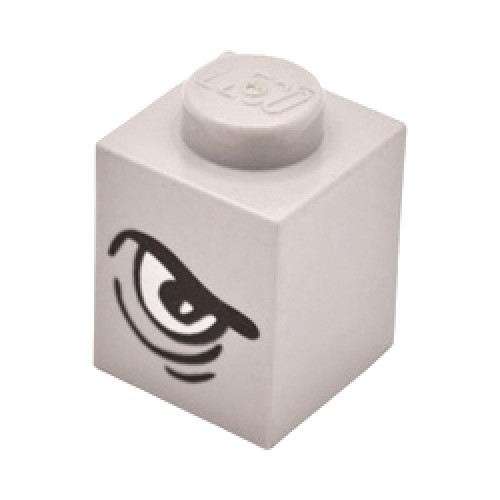 Decorated Dino Eye Brick 1x1 Right Light Grey