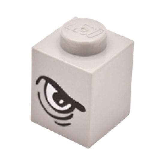 Decorated Dino Eye Brick 1x1 Right Light Grey