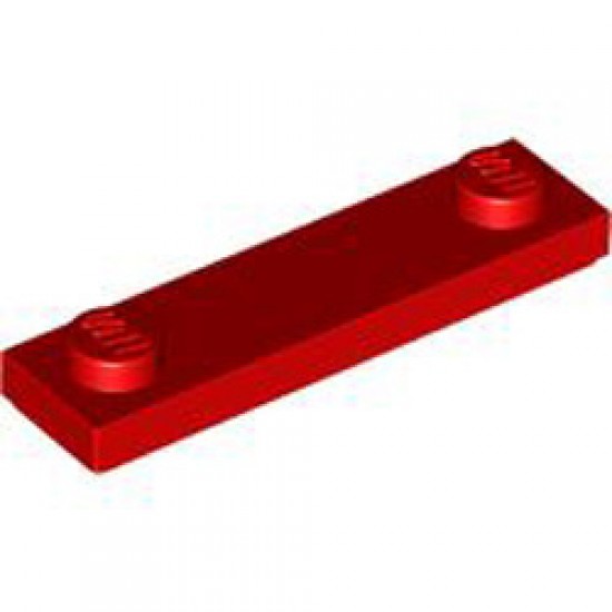 Plate 1x4 with 2 Knobs with Under Groove Bright Red