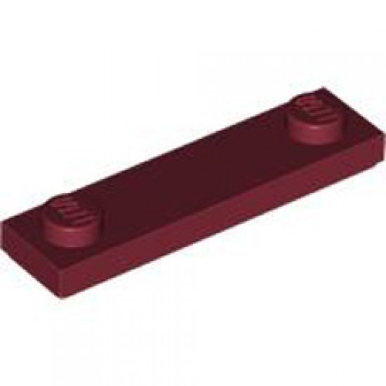 Plate 1x4 with 2 Knobs with Under Groove Dark Red