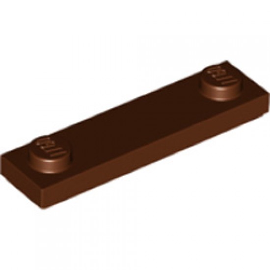 Plate 1x4 with 2 Knobs with Under Groove Reddish Brown