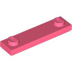 Plate 1x4 with 2 Knobs with Under Groove Vibrant Coral