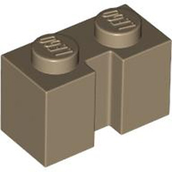 Brick 1x2 with Groove Sand Yellow