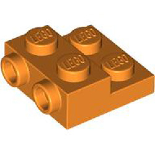 Plate 2x2x2/3 with 2 Horizontal Knob with Half Hollow Bottom Knob Bright Orange Plate 2x2x2/3 with 2 Horizontal Knob with Half Hollow Bottom Knob Bright Orange