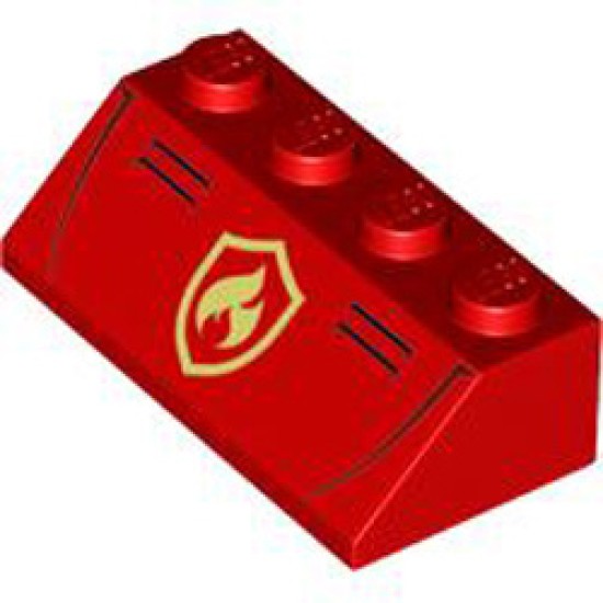 Roof Tile 2x4 Degree 45 Number 5 Bright Red