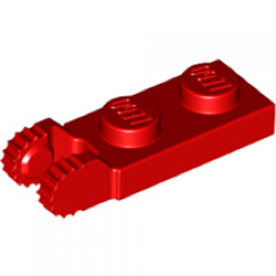 Plate 1x2 with Fork / Vertical / End (9 Teeth) Bright Red