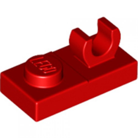 Plate 1x2 with Vertical C Grip Bright Red