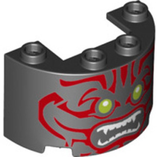 Wall 1/2 Circle 2x4x2 with Cutout with Green Eyes and Red Wrinkles Black