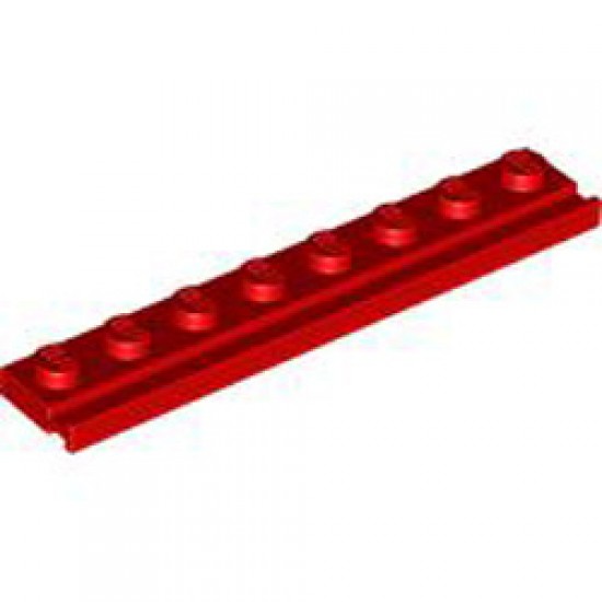 Plate 1x8 with Rail Bright Red