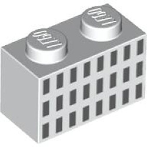 Brick 1x2 Number 44 White