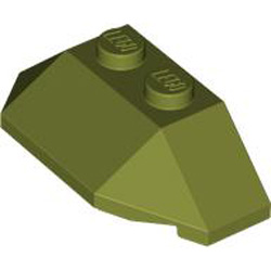 Roof Tile 4x2 with Angle Slope Bottom Olive Green
