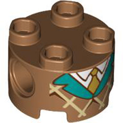 Brick 2x2 Round with Hole Diameter 4.85 Number 1 Medium Nougat