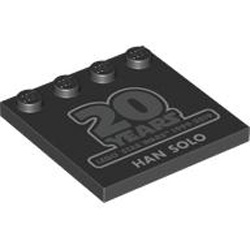 Plate 4x4 with 4 Knobs Number 24 Black