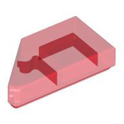 Tile 1x2 Degree 45 Cut Right Transparent Red