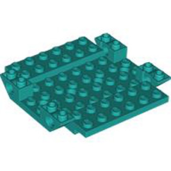 Roof Tile 8x8 Inverted Degree 45 with Plate Bright Bluish Green