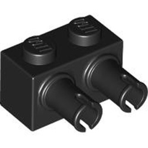 Brick 1x2 with Double Snap Black