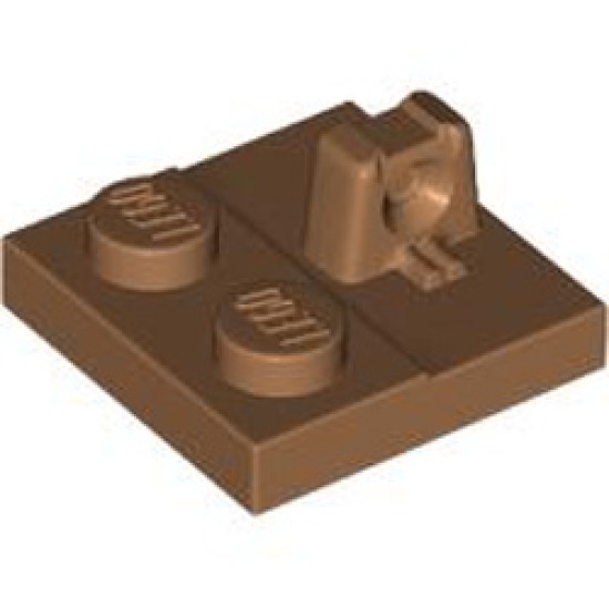 Plate 2x2 with Stump / Top without Curve in Groove Medium Nougat