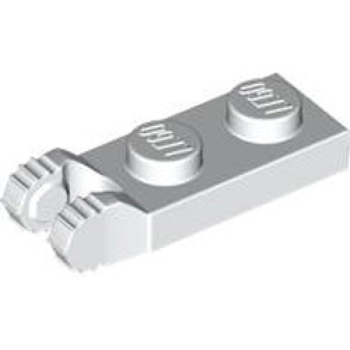 Plate 1x2 with Fork, Vertical, End (7 Teeth) White