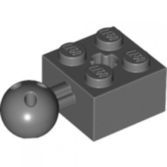Brick 2x2 with Ball Diameter 10.2 Dark Stone Grey