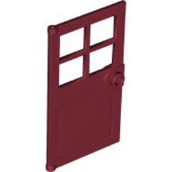 Door with Panes Front Frame 1x4x6 Dark Red