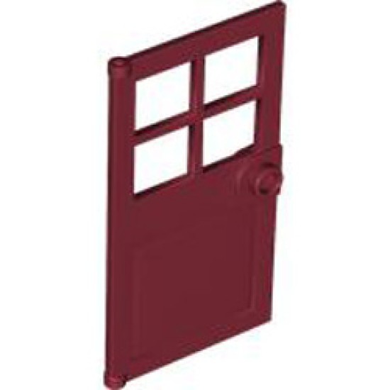 Door with Panes Front Frame 1x4x6 Dark Red