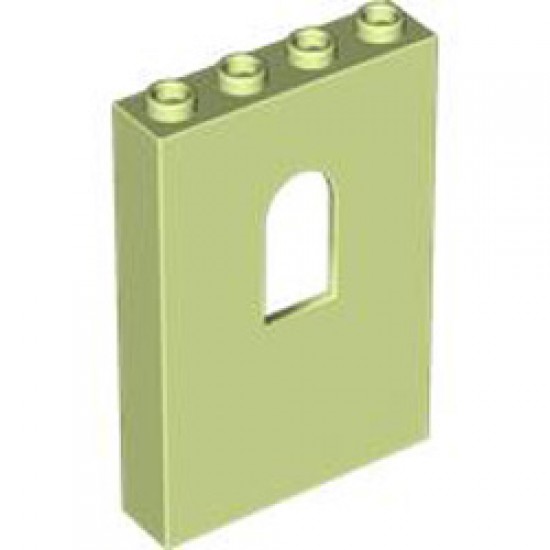 Wall 1x4x5 with Bowed Slit Spring Yellowish Green