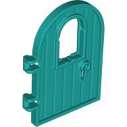 Wooden Door 4x6 with Window Bright Bluish Green