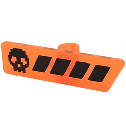 Gameplayer Label with Black Skull and Health Bar Transparent Fluorescent Reddish Orange