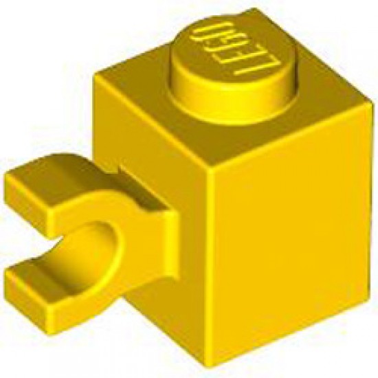 Brick 1x1 with Holder Vertical Bright Yellow