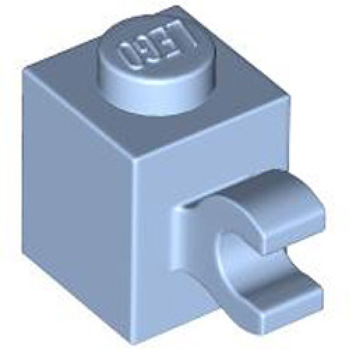 Brick 1x1 with Holder Vertical Light Royal Blue