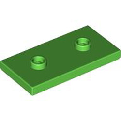 Plate 2x4 with 2 Knobs Bright Green