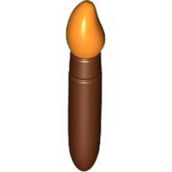 Mini Brush with Bright Orange Paint Tip Reddish Brown
