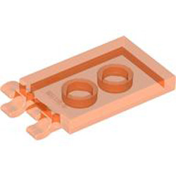 Plate 2x3 with Holder Transparent Fluorescent Reddish Orange