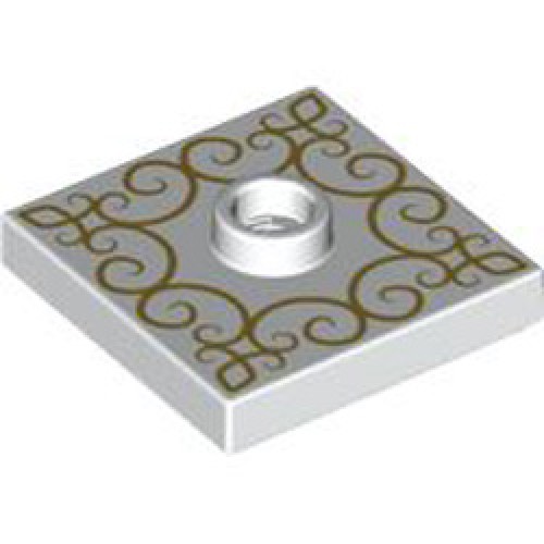 Plate 2x2 with 1 Knob Number 1 White