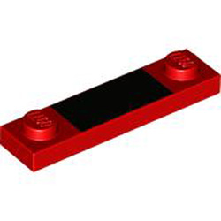 Plate 1x4 with 2 Knobs Number 1 Bright Red