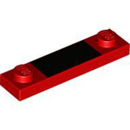 Plate 1x4 with 2 Knobs Number 1 Bright Red