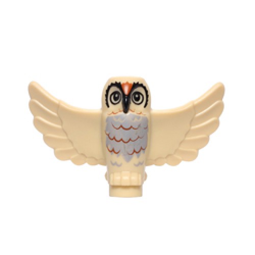 Owl with Spread Wings with Black Eyes Brick Yellow