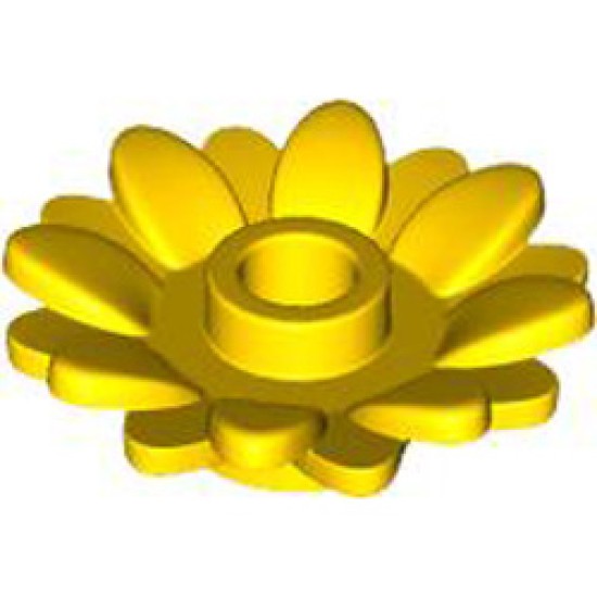 Plant with Plate 1x1 Number 1 with 16 Petals Bright Yellow