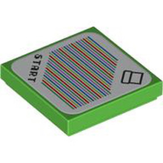 Flat Tile 2x2 with Sticker Number 2 Bright Green